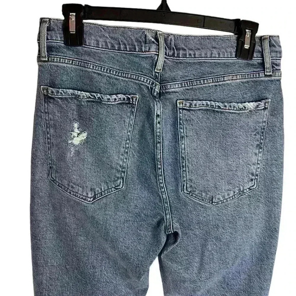 Agolde Nico High Rise Straight Jeans Raw Hem Distressed Organic Cotton Size 29 - Picture 6 of 9